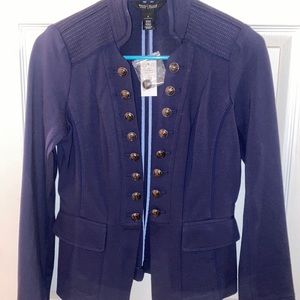 NWT WHBM Military Style Suit Jacket Navy- sz0